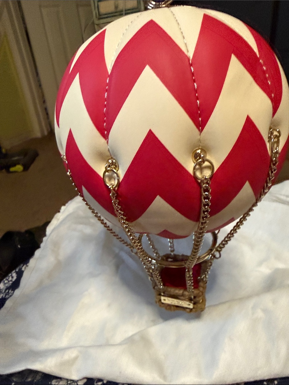 Betsey Johnson Red and Cream Hot Air Balloon Clutch